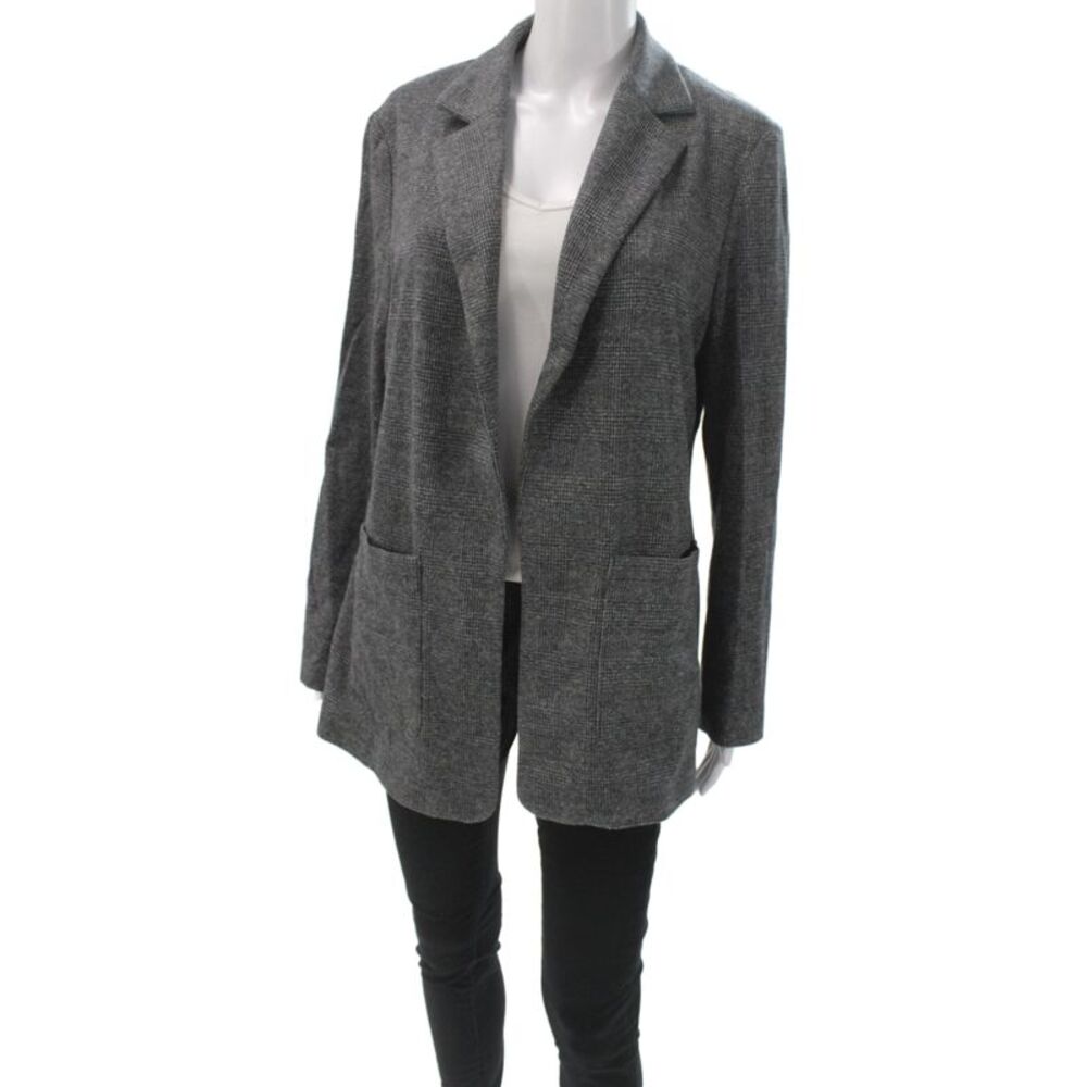 Johnston & Murphy Womens Plaid Gray Basic Jacket Long Sleeve Size L
